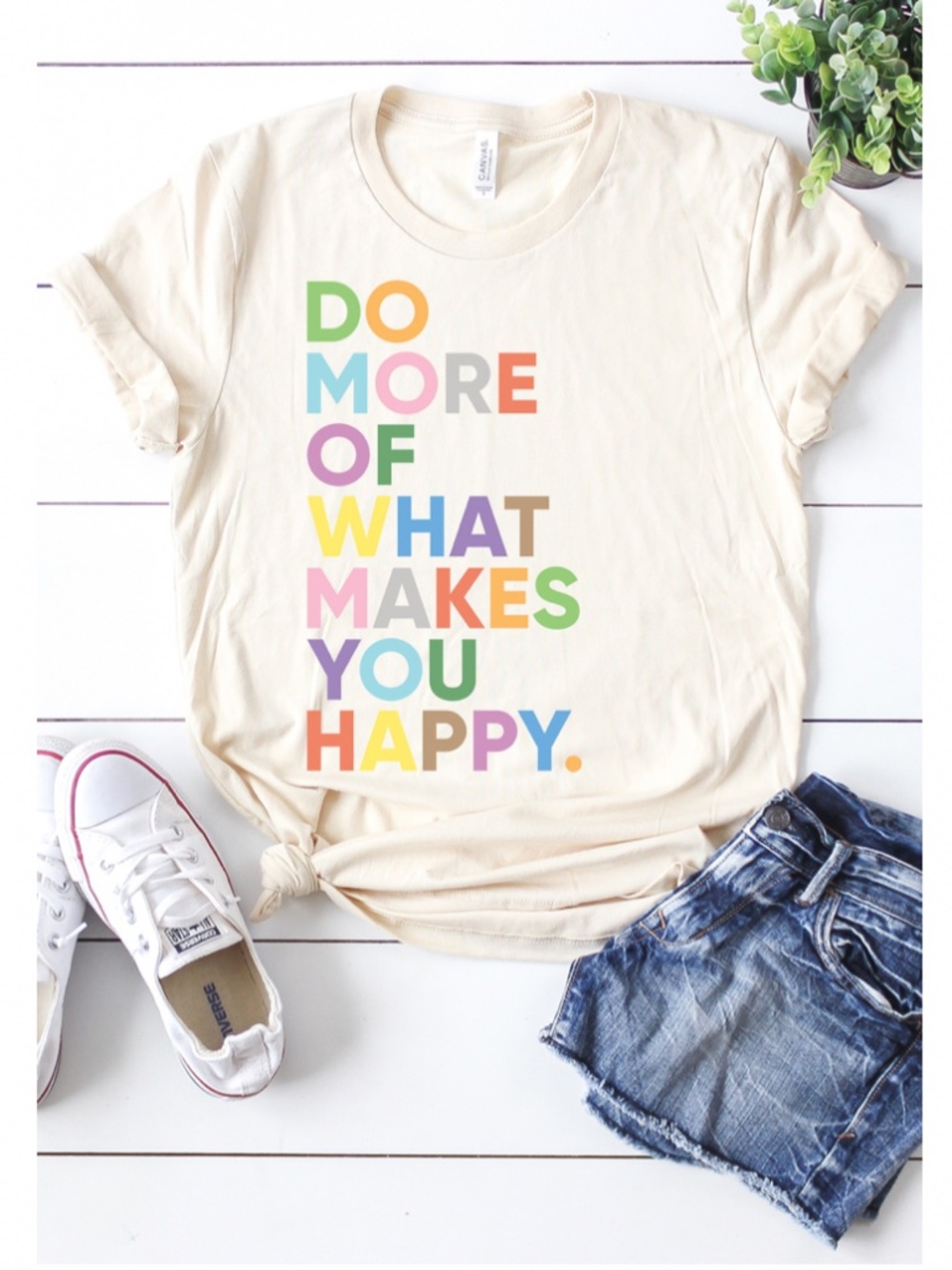 Bella Canvas Rainbow Do More Of What Makes You Happy Short Sleeve Graphic Tee